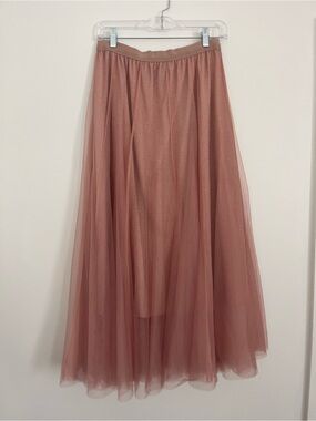 Classic concepts Gold dust Rose Tulle Maxi Skirt - Women